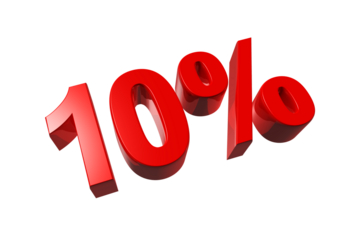 10% off discount offer. 3D illustration isolated on transparent background. Promotional price rate