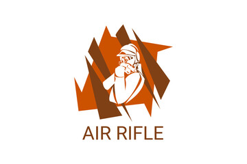 air rifle sport vector line icon. athlete getting ready to shoot sport pictogram, vector illustration.