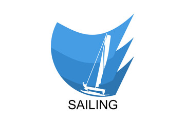 sailing sport vector line icon. Athlete is sailing on a ship in the sea sport pictogram, vector illustration.