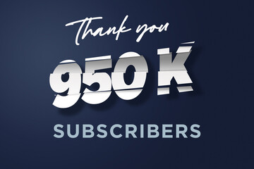 950 K  subscribers celebration greeting banner with cutting Design