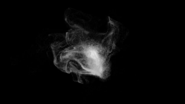 Smoke particle on black screen. High speed white smoke animation
