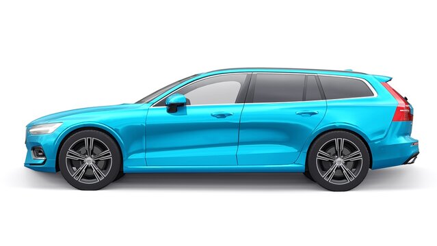London, UK. November 30, 2022. Volvo V60 2022. Family premium station wagon. Right-hand drive version of the car, for countries with left-hand traffic. 3d rendering.