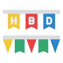flag decoration birthday celebration party icon