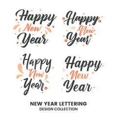 Happy new year typography signs. Vector Lettering Compositions collection