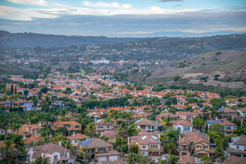 View of an upper middle class residential area from a hiking trail at San Clemente, California