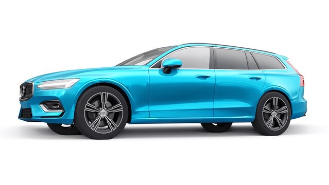 London, UK. November 30, 2022. Volvo V60 2022. Family premium station wagon. Right-hand drive version of the car, for countries with left-hand traffic. 3d rendering.