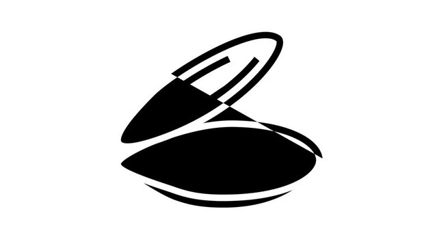 opened shell mussel line icon animation