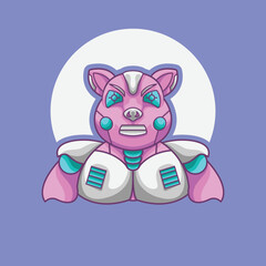 amazing animal logo mascot robot mecha pig futuristic