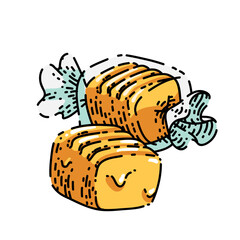 caramel sketch hand drawn vector candy sauce, sugar cream, brown food dessert vintage color line illustration