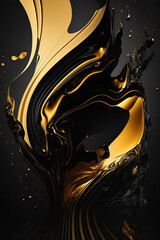 Luxury 3d abstract black and gold wallpaper.