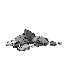 gravel sketch hand drawn vector stone pile, black small sand, crushed pebble - obrazy, fototapety, plakaty