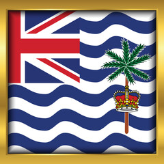 British Indian Ocean Territory flag,British Indian Ocean Territory flag golden square button,Vector illustration eps10.