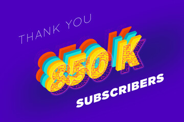 850 K  subscribers celebration greeting banner with tech Design