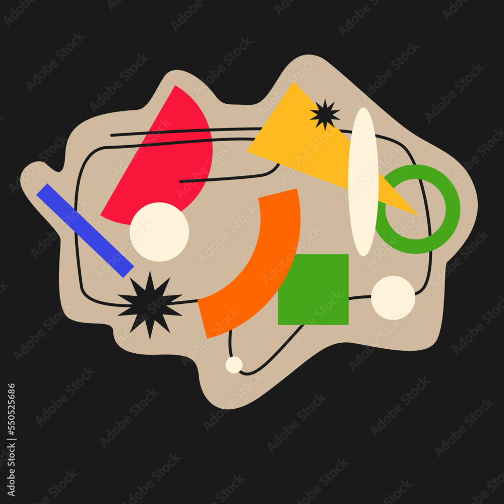 Poster modern geometric composition of various shapes. illustration for design. abstract background in the 