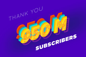 950 Million  subscribers celebration greeting banner with tech Design