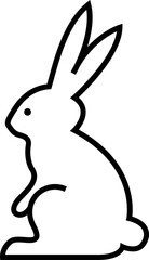 Black line rabbit on a transparent isolated background. PNG illustration. Cut out.