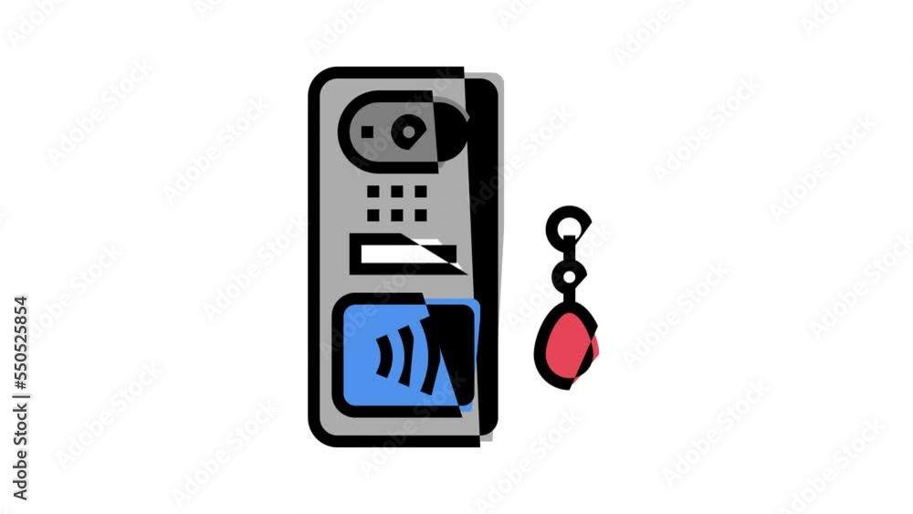 Poster intercom contactless color icon animation