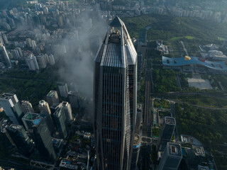 Aerial view of ping an finance center in Shenzhen city,China