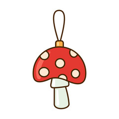Christmas tree simple mushroom toy icon in cartoon style isolated on white background.