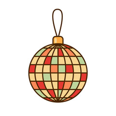 Christmas disco ball icon isolated on white background.