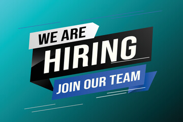hiring recruitment Join now design for banner poster We are hiring lettering with geometric shapes lines. Vector illustration typographic. Open vacancy design template modern concept	