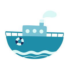 Boat color line icons set flat isolated on white