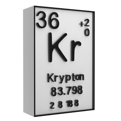 Krypton,Phosphorus on the periodic table of the elements on white blackground,history of chemical elements, represents the atomic number and symbol.,3d rendering