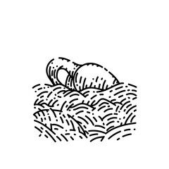 sprout sprouted sketch hand drawn vector plant growth, green seed, garden soil