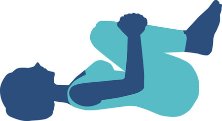 ガス抜きのポーズをする女性　ヨガをする人物イラスト素材