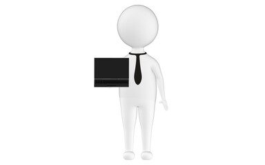 3d character , man showing a laptop