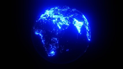 effective bright blue planet earth globe focused on Europe and Africa.