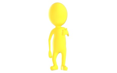 3d yellow character showing thumbs up hand gesture