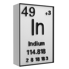 Indium,Phosphorus on the periodic table of the elements on white blackground,history of chemical elements, represents the atomic number and symbol.,3d rendering