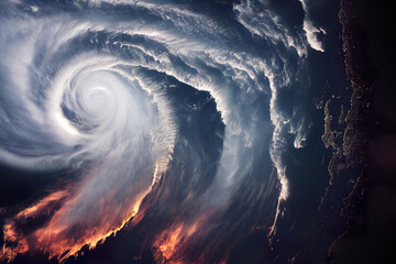 Storm Cyclone seen from space. 
Digitally generated image.