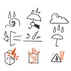 hand drawn doodle Set of Waterproof Related illustration