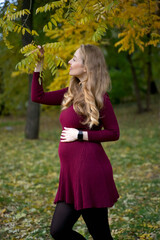 Pregnant girl in the autumn forest