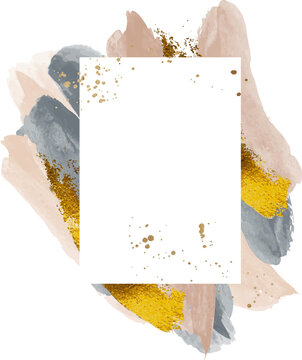 Fototapeta Gold frame watercolor background