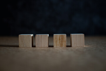 wood cube arrange in line ,business concept