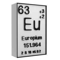 Europium,Phosphorus on the periodic table of the elements on white blackground,history of chemical elements, represents the atomic number and symbol.,3d rendering