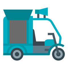 rickshaw food truck flat icon
