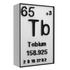 Terbium,Phosphorus on the periodic table of the elements on white blackground,history of chemical elements, represents the atomic number and symbol.,3d rendering