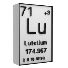 Lutetium,Phosphorus on the periodic table of the elements on white blackground,history of chemical elements, represents the atomic number and symbol.,3d rendering