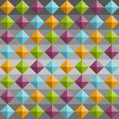 Seamless pattern of four color gems gray backgound