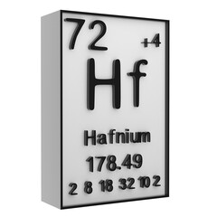 Hafnium,Phosphorus on the periodic table of the elements on white blackground,history of chemical elements, represents the atomic number and symbol.,3d rendering