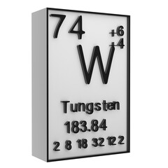 Tungsten,Phosphorus on the periodic table of the elements on white blackground,history of chemical elements, represents the atomic number and symbol.,3d rendering