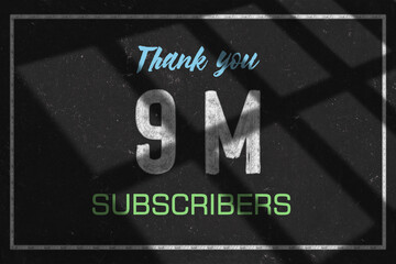 9 Million  subscribers celebration greeting banner with Chalk Design