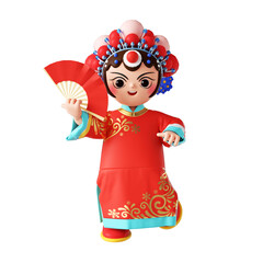 3D Chinese girl wearing traditional Beijing Opera outfit