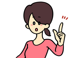 人差し指を立てる女性のイラスト素材
