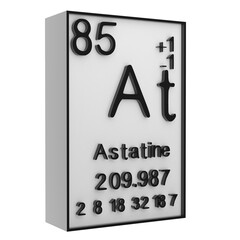 Astatine,Phosphorus on the periodic table of the elements on white blackground,history of chemical elements, represents the atomic number and symbol.,3d rendering