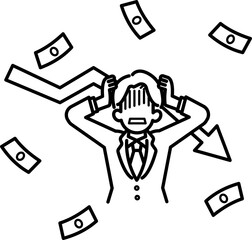 自己破産のイラスト　線画のみ